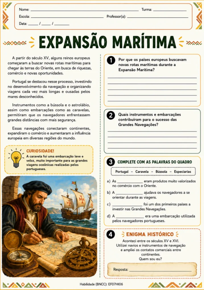 Atividade de História - Expansão Marítima