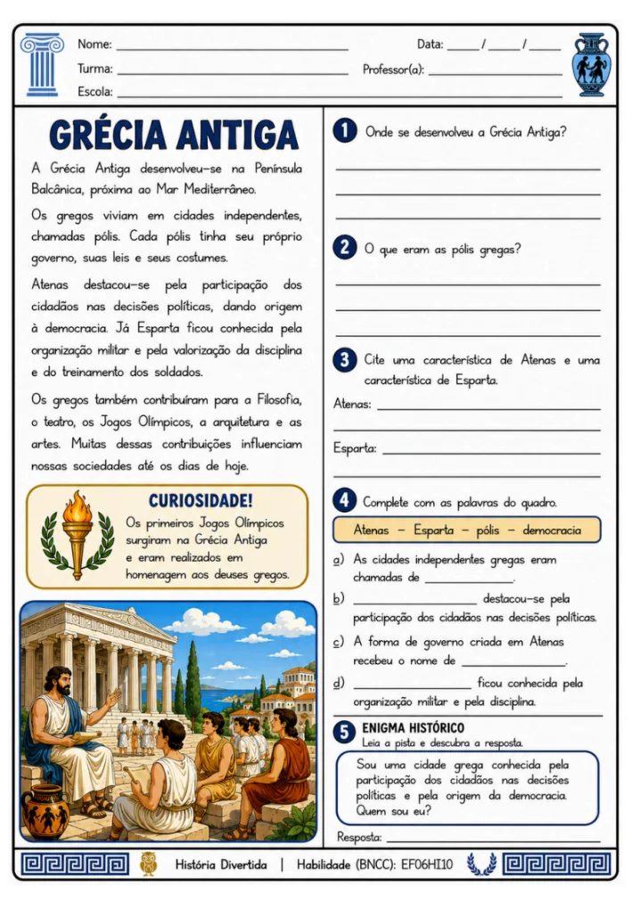Atividade de História - Grécia Antiga