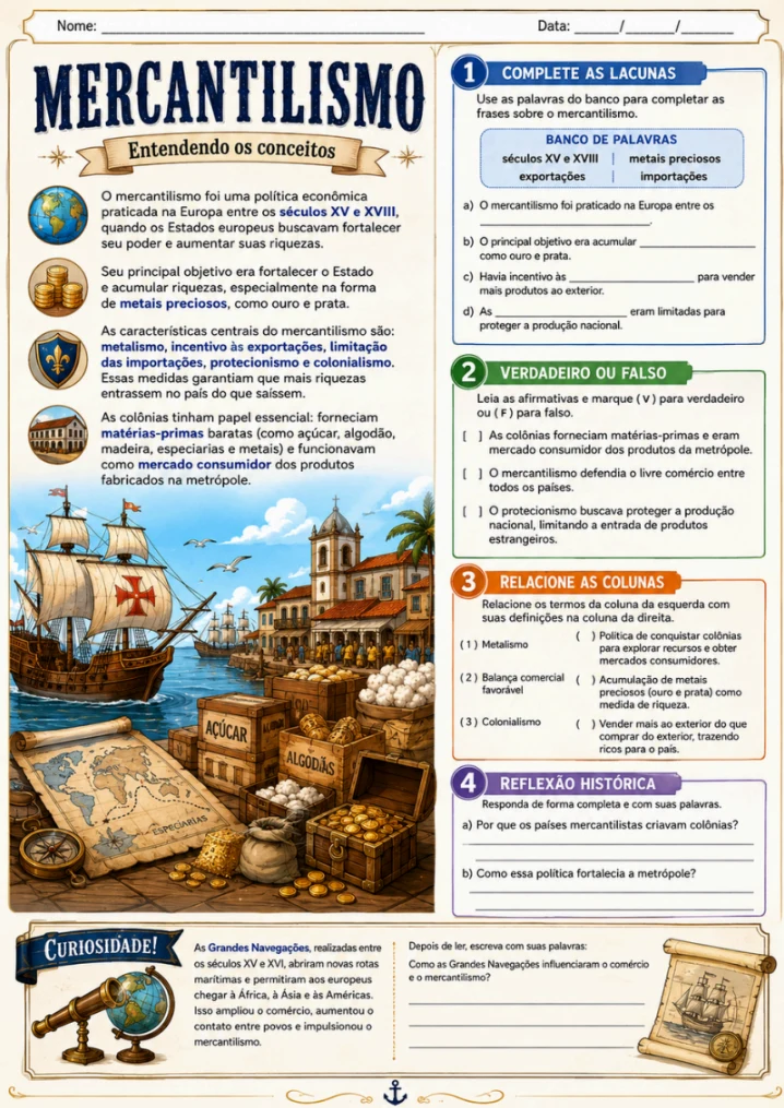 Atividade de História - Mercantilismo