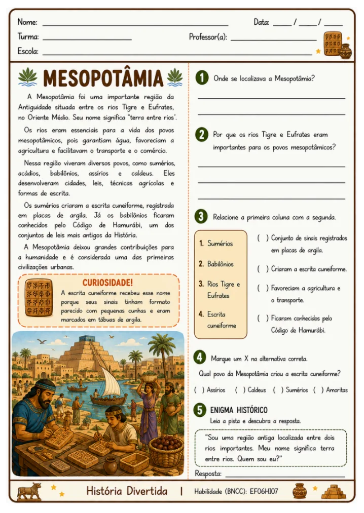 Atividade de História - Mesopotâmia